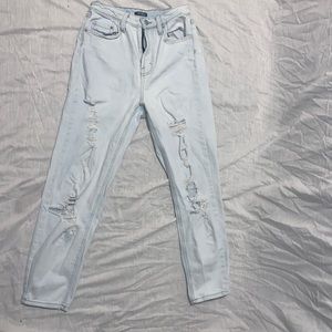 used boyfriend jeans. 36in. long, 18in. hips, 12in. waist.